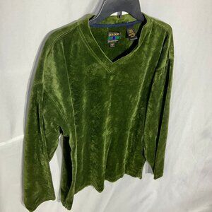 Colours by Alexander Julian Mens XL Vintage Green VNeck Velour Long Sleeve Shirt